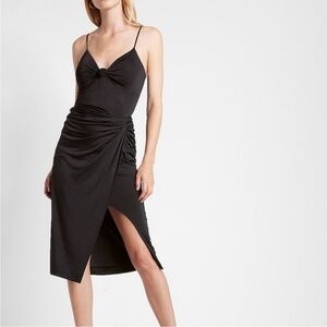 Express Body Contour Twist Front Midi Skirt With Built-In Shape-Wear Large EUC